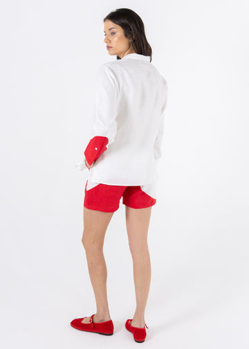 Red Linen Shorts